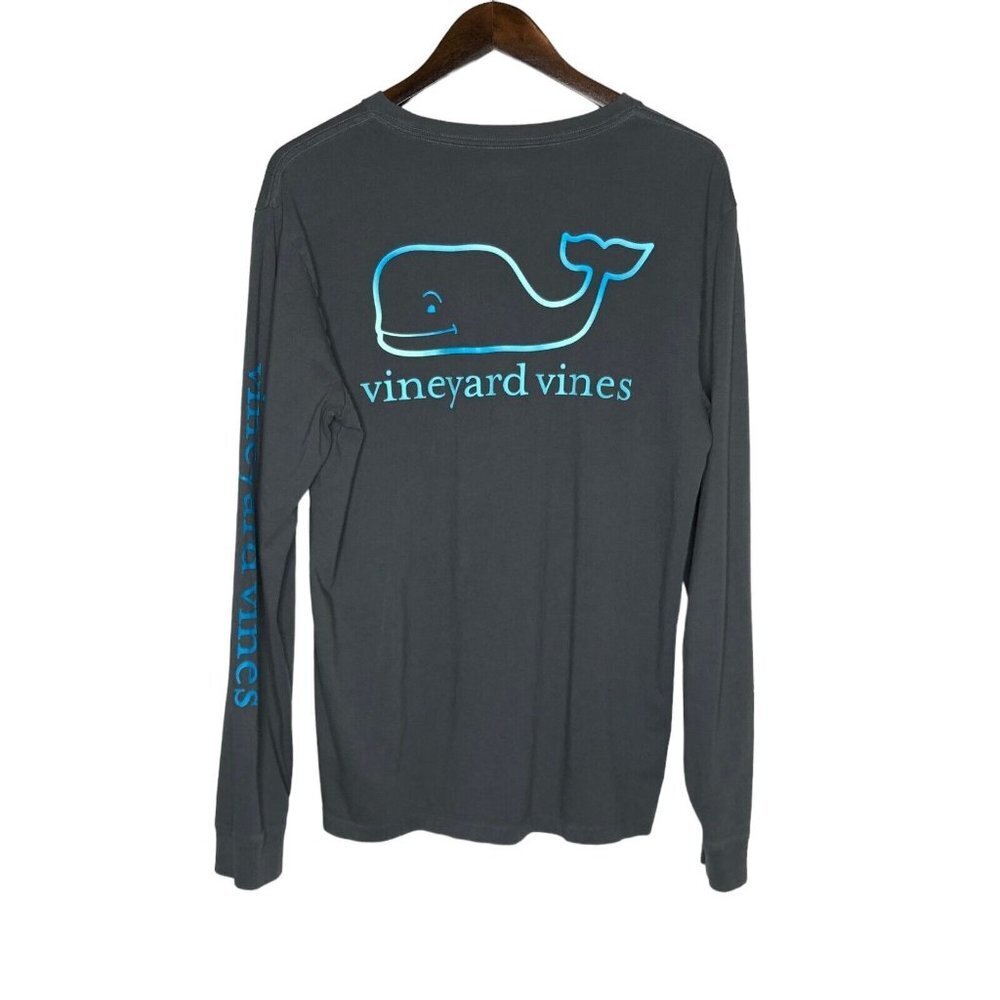 Vineyard Vines Mens Grey Whale‎ Pocket Long Sleeve Shirt Size Medium